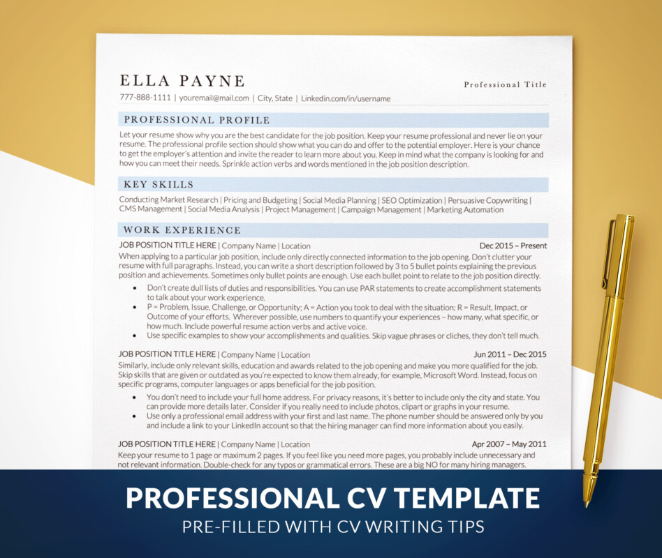 Modern ATS Friendly CV Template Ella BestResumes Co