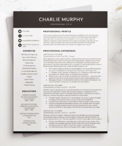 Business Resume Template Word One Resume Charlie Murphy