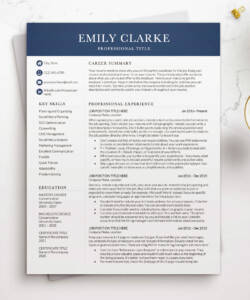 Modern Executive Resume Template Word One Page Resume Emily