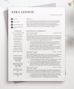 Simple Professional Resume Template for Word Ezra One Page