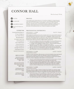 Simple Resume Template Word One Page Connor