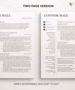 Simple Resume Template Word Two Page Connor