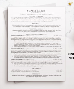 ATS Friendly CV Template Word & Pages One Page CV Sophie
