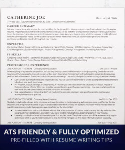 ATS Friendly Resume Template One Page Catherine Joe
