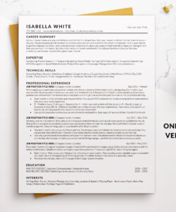 ATS Resume Template for Word One Page Resume Isabella