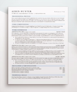 Resume Template ATS Friendly One Page Resume Aiden Hunter