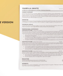 ATS Friendly CV Template One Page CV Isabella White