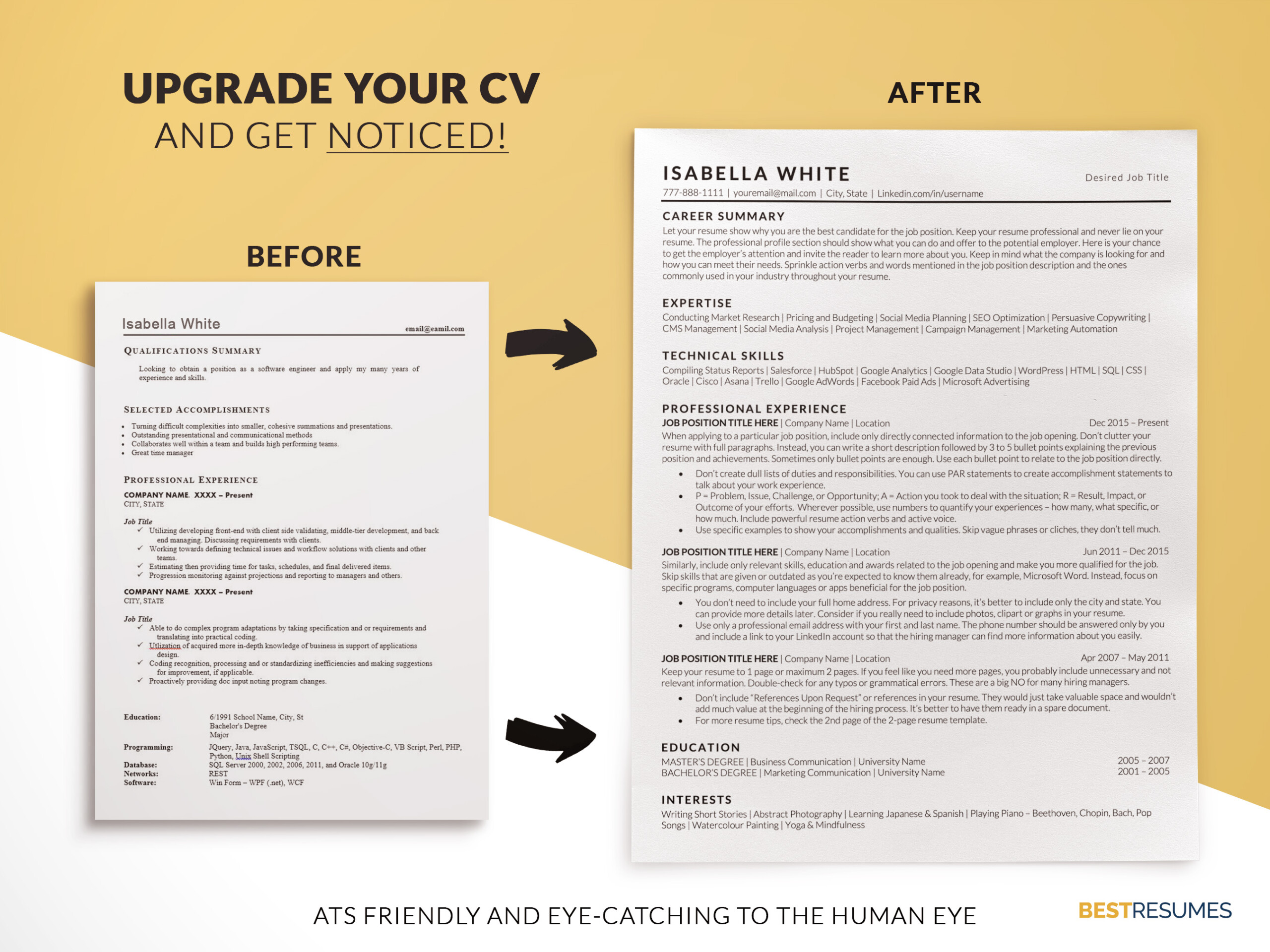 ATS Friendly CV Template Upgrade your CV Isabella White