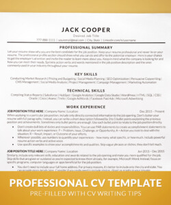 ATS Ready CV Template Cover One Page CV Jack Cooper