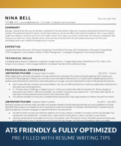 Modern ATS Friendly Resume Template Resume Cover Nina Bell