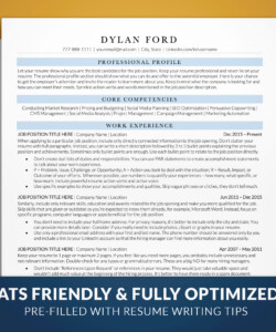Professional ATS Friendly Resume Template Cover Resume Dylan Ford