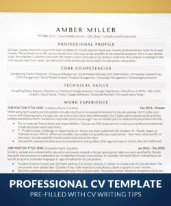 Traditional Chronological CV Template Cover CV Amber Miller