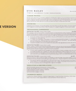 ATS Compatible CV Template One Page CV Evie Bailey