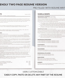 ATS Friendly Resume Template Google Docs Resume Two Page Isabella White
