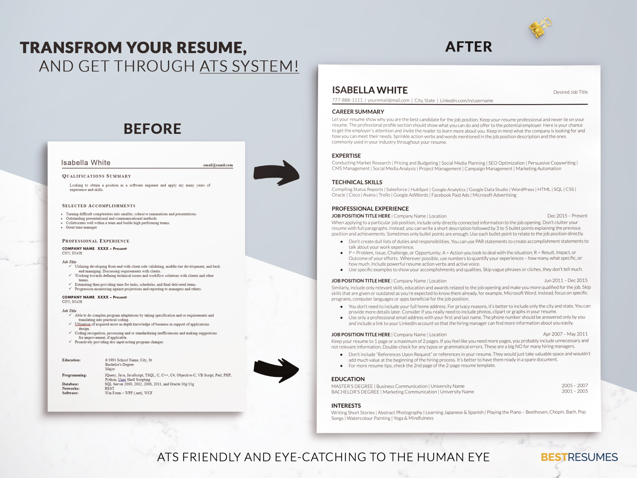 ATS Friendly Resume Template Google Docs Tranform Your Resume Isabella White scaled