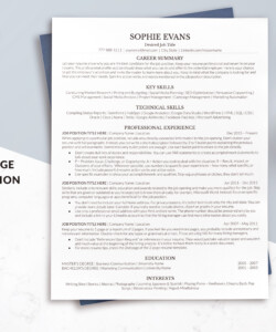 Clean ATS Resume Template Google Docs One Page Resume Sophie Evans