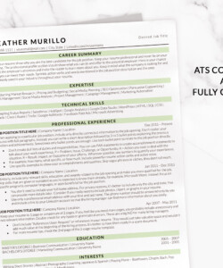 ATS Compliant CV Template Word 1 Page Resume Heather Murillo