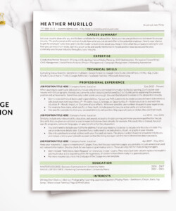 ATS Compliant CV Template Word One Page Resume Heather Murillo
