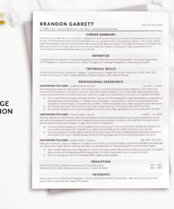ATS Format CV Resume Template One Page Resume Brandon Garrett