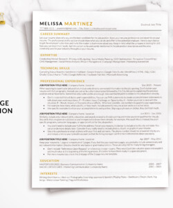 ATS Format Resume Template One Page Resume Melissa Martinez
