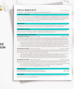 ATS Friendly CV Template Word One Page Resume Tiffany Blue Erica Bartlett