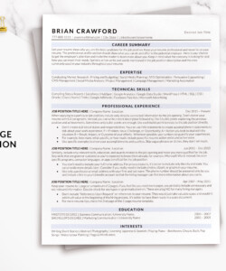 ATS Friendly Resume Template for Word One Page Resume Brian Crawford