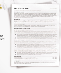 Classic ATS Resume Template for Word One Page Resume Trevor Juarez