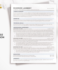 Executive ATS Optimized Resume Template Resume One Page Shannon Lambert