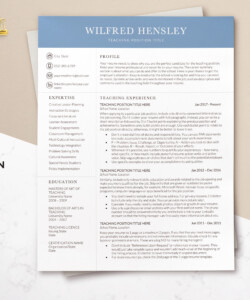 Modern Clean Teaching Resume Template Word One Page Resume Wilfred Hensley