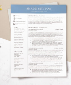 Modern Resume Template for Teacher Job One Page Resume Shaun Sutton