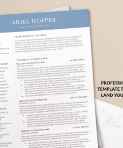 Professional Resume Template for Educators 1 Page Resume Ariel Hopper