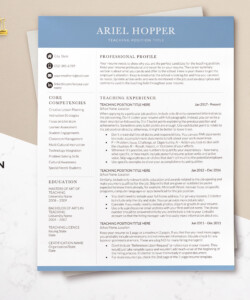 Professional Resume Template for Educators One Resume Page Ariel Hopper