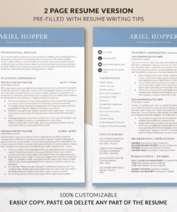 Professional Resume Template for Educators Two Page Resume Ariel Hopper