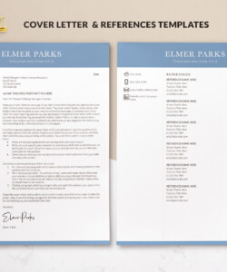 Professional Teacher Resume and Cover Letter Template References Elmer Parks