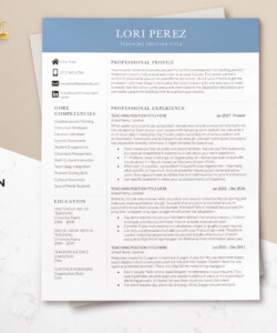 Professional Teaching Resume and Cover Letter 1 Page Resume Lori Perez