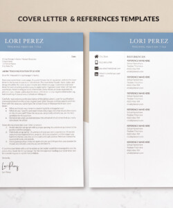 Professional Teaching Resume and Cover Letter References Page Lori Perez