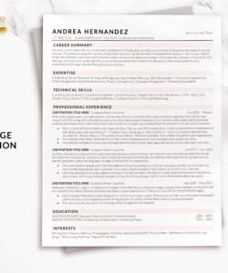 Resume Template ATS CV Features Template One Page Resume Andrea Hernandez