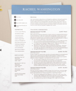 Resume Template for Educators and Teachers Job One Page Resume Rachel Washington