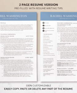 Resume Template for Educators and Teachers Job Two Page Resume Rachel Washington