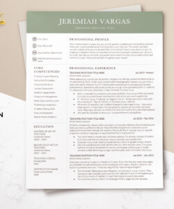 Resume Template for Teachers One Page Resume Template Jeremiah Vargas