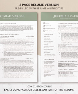Resume Template for Teachers Two Page Resume Template Jeremiah Vargas