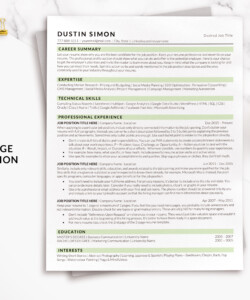 Simple ATS CV Resume Template One Page Resume Dustin Simon