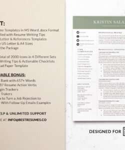 Teacher Resume Template for Word Compact Resume Template Package Kristin Salazar