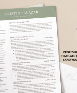 Teacher Resume Template for Word One Page Resume Kristin Salazar