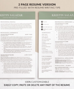 Teacher Resume Template for Word Two Page Resume Template Kristin Salazar
