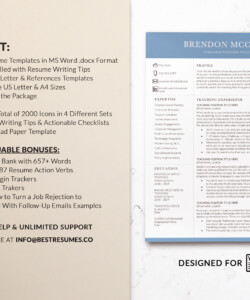 Two Column Resume for Teaching Job and Cover Letter Resume Package Brendon McCray