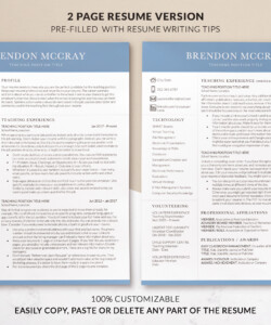 Two Column Resume for Teaching Job and Cover Letter Two Page Resume Brendon McCray