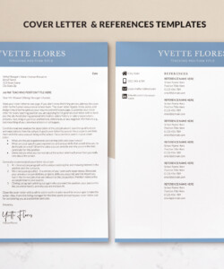Two Column Teacher Resume Word and Cover Letter References Yvette Flores