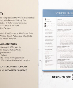 Two Column Teacher Resume Word and Cover Letter Resume Package Yvette Flores