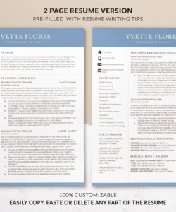 Two Column Teacher Resume Word and Cover Letter Two Page Resume Yvette Flores